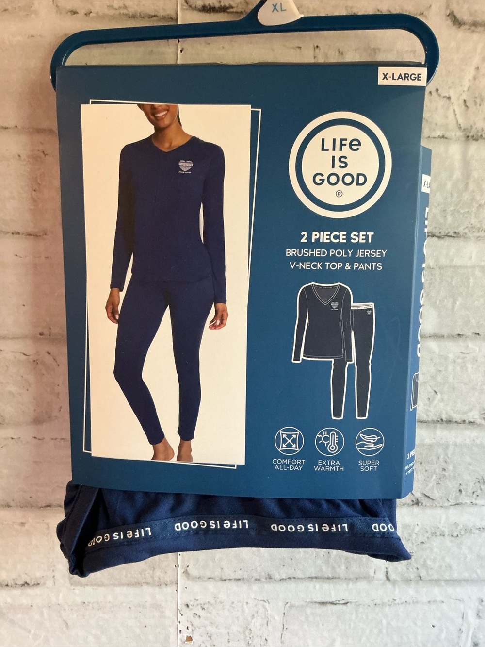 Life is Good® 2Pc XL Fair Isle Striped Heart Brushed Jersey Base Layer Set